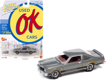 1976 Plymouth Volare Road Runner Silver Cloud Metallic with Stripes "OK Used Cars" Series Limited Edition to 18056 pieces Worldwide 1/64 Diecast Model Car by Johnny Lightning by Johnny Lightning