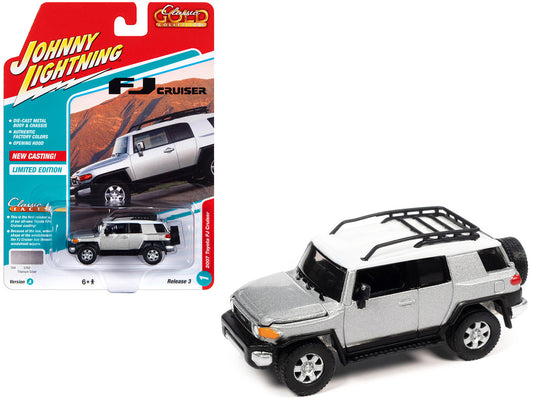 2007 Toyota FJ Cruiser Titanium Silver Metallic with White Top and Roofrack "Classic Gold Collection" Series Limited Edition 1/64 Diecast Model Car by Johnny Lightning by Johnny Lightning