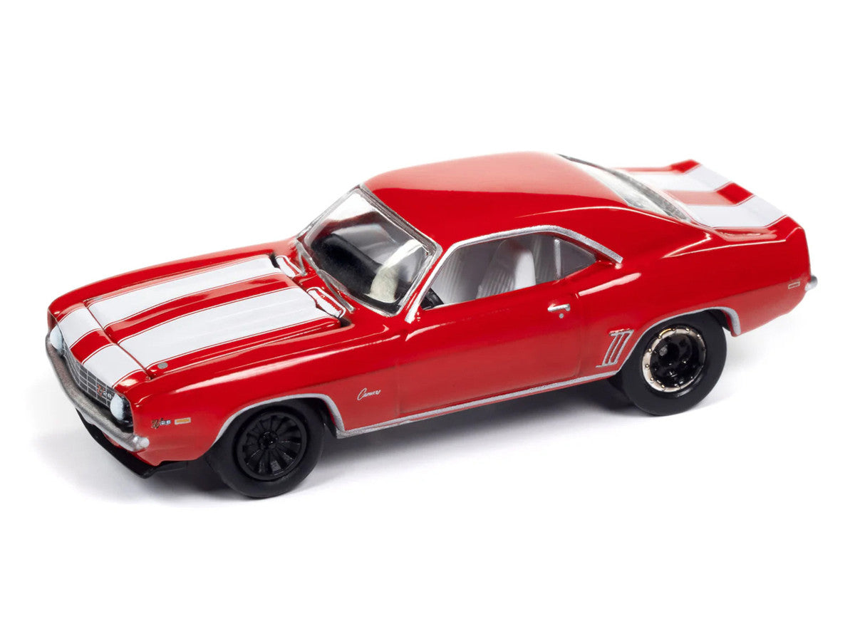 1969 Chevrolet Camaro Z28 Red with White Stripes and Interior "Muscle Cars USA" Series 1/64 Diecast Model Car by Johnny Lightning by Johnny Lightning