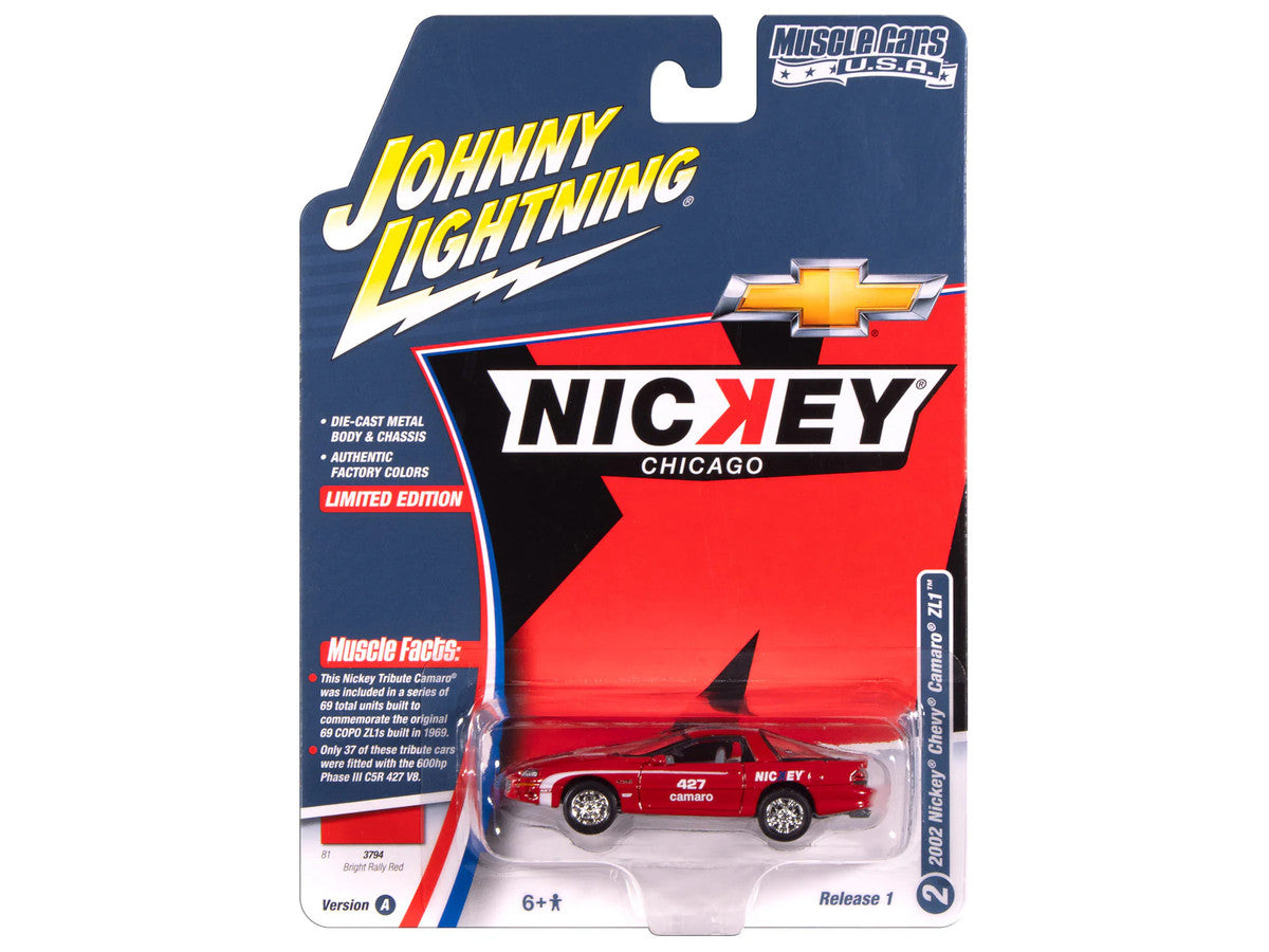 2002 Chevrolet Nickey Camaro ZL1 Bright Rally Red with White Stripes "Muscle Cars USA" Series 1/64 Diecast Model Car by Johnny Lightning by Johnny Lightning