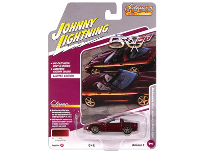 2003 Chevrolet Corvette Convertible "50th Anniversary" Anniversary Red Metallic "Classic Gold Collection" 1/64 Diecast Model Car by Johnny Lightning by Johnny Lightning