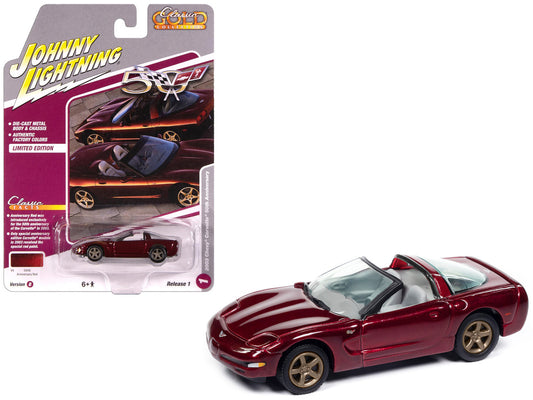 2003 Chevrolet Corvette Convertible "50th Anniversary" Anniversary Red Metallic "Classic Gold Collection" 1/64 Diecast Model Car by Johnny Lightning by Johnny Lightning