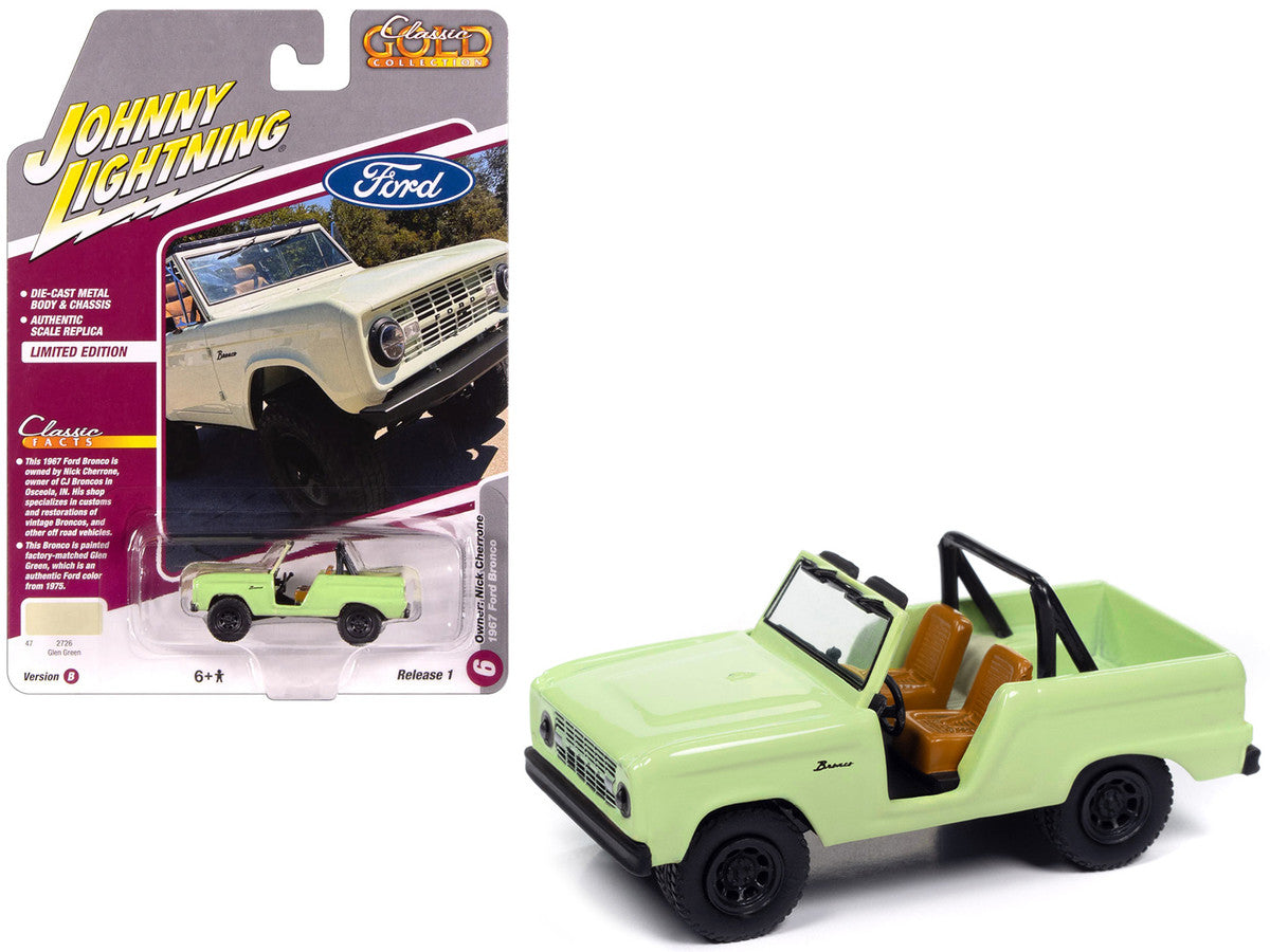 1967 Ford Bronco "Nick Cherrone" Glen Green "Classic Gold Collection" 1/64 Diecast Model Car by Johnny Lightning by Johnny Lightning