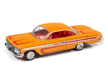 1961 Chevrolet Impala SS 409 Yellow Metallic with Red Stripes and Interior "Scrapin" Series 1/64 Diecast Model Car by Johnny Lightning by Johnny Lightning