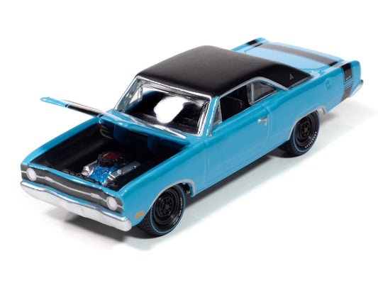 1969 Dodge Dart GTS 340 Blue with Black Top and Stripes "Goodyear Blue Streak" "Pop Culture" 2025 Release 1 1/64 Diecast Model Car by Johnny Lightning by Johnny Lightning