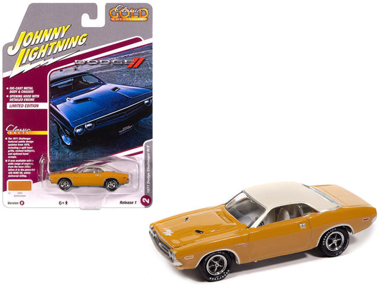 1971 Dodge Challenger R/T Butterscotch with White Top and Interior "Classic Gold Collection" 1/64 Diecast Model Car by Johnny Lightning by Johnny Lightning