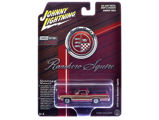 1970 Ford Ranchero Squire Red with Woodgrain Sides "Hobby Exclusive" Series Limited Edition to 2520 pieces Worldwide 1/64 Diecast Model Car by Johnny Lightning by Johnny Lightning