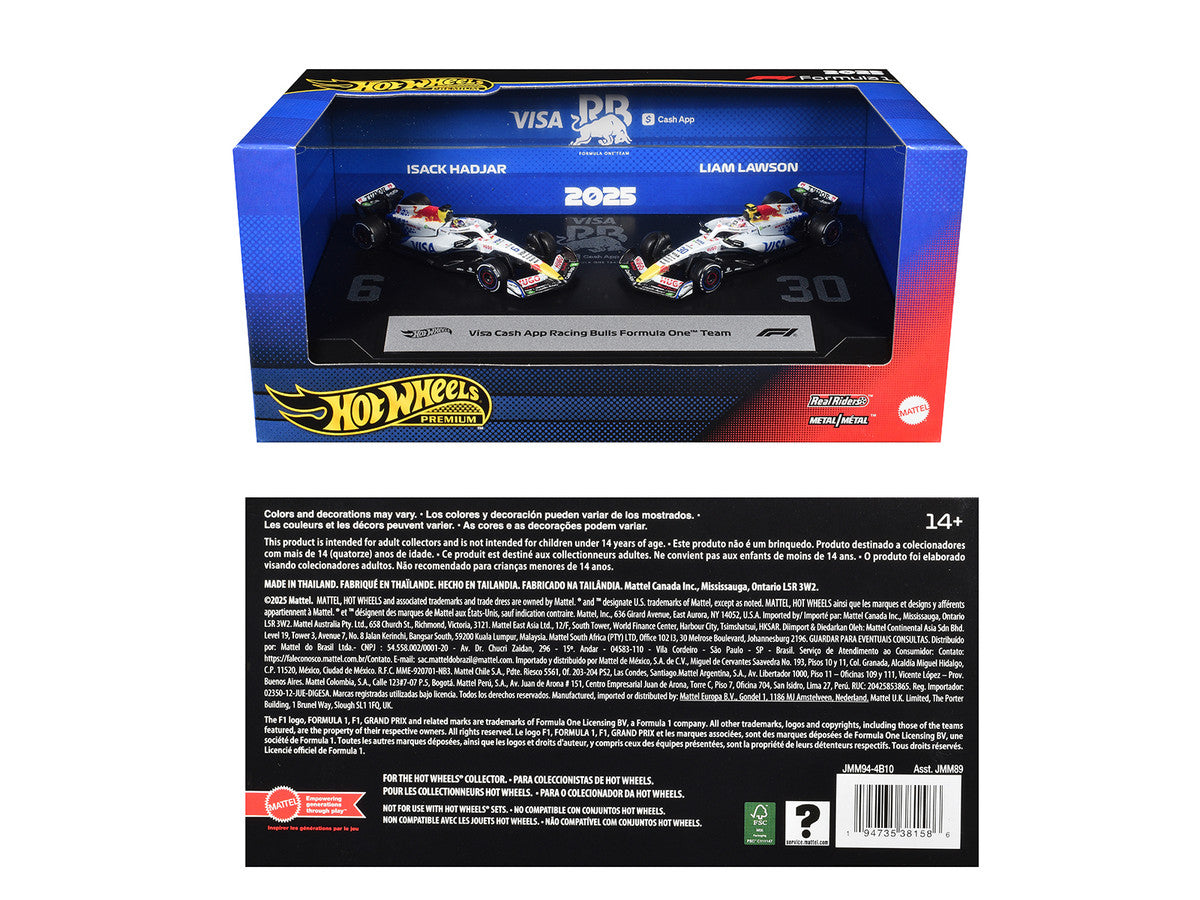 "Visa Cash App Racing Bulls Formula One Team" Formula One F1 World Championship (2025) 2 Piece Set Diecast Model Cars by Hot Wheels by Hotwheels