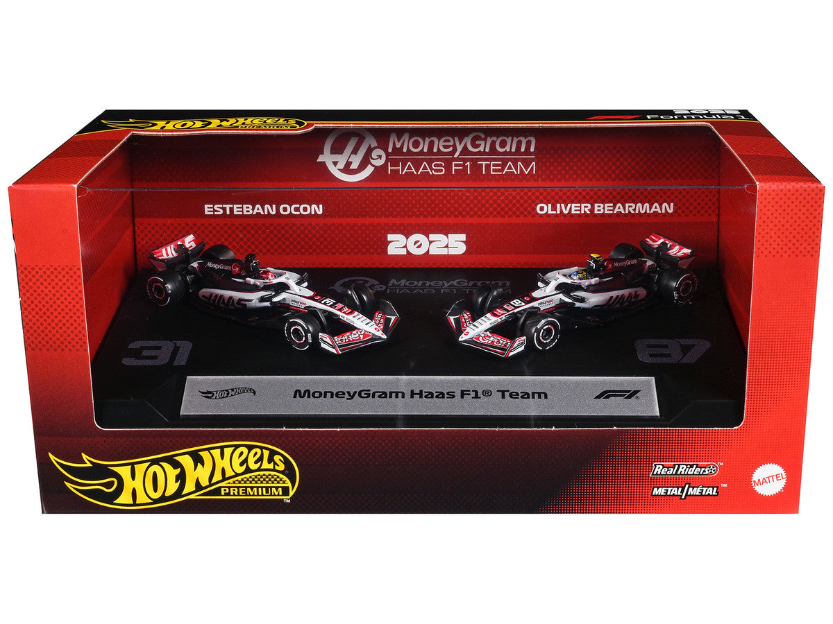 "MoneyGram Haas F1 Team" Formula One F1 World Championship (2025) 2 Piece Set Diecast Model Cars by Hot Wheels by Hotwheels