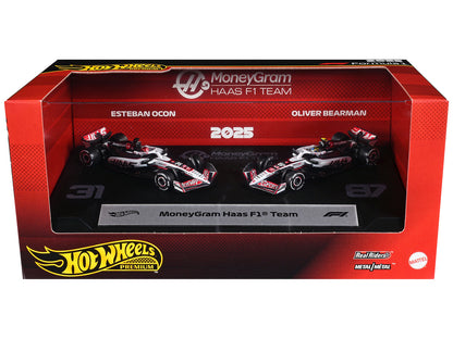 "MoneyGram Haas F1 Team" Formula One F1 World Championship (2025) 2 Piece Set Diecast Model Cars by Hot Wheels by Hotwheels