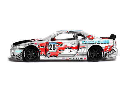 Nissan Skyline GT-R (R34) "Kaido Star Racing V1" RHD (Right Hand Drive) #25 Gray Metallic with Black Hood and Graphics (Designed by Jun Imai) "Kaido House" Special 1/64 Diecast Model Car by Mini GT by Mini GT