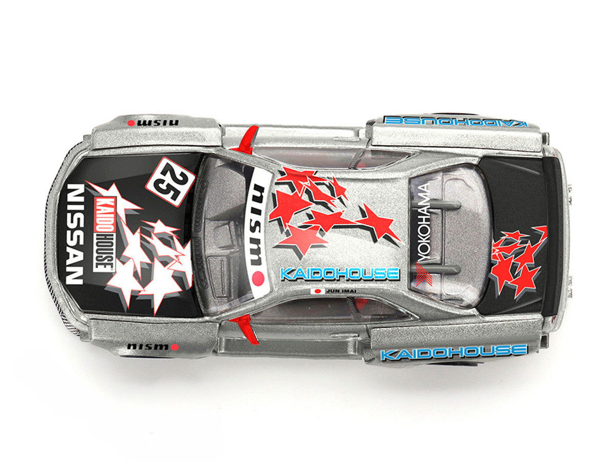 Nissan Skyline GT-R (R34) "Kaido Star Racing V1" RHD (Right Hand Drive) #25 Gray Metallic with Black Hood and Graphics (Designed by Jun Imai) "Kaido House" Special 1/64 Diecast Model Car by Mini GT by Mini GT