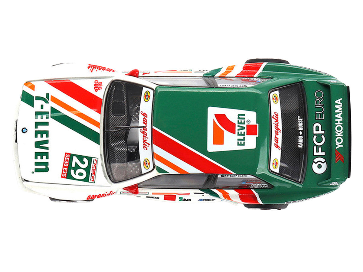 BMW M3 "Kaido Works Larry Chen V1" #29 "7-Eleven" White and Green with Graphics (Designed by Jun Imai) "Kaido House" Special 1/64 Diecast Model Car by Mini GT by Mini GT