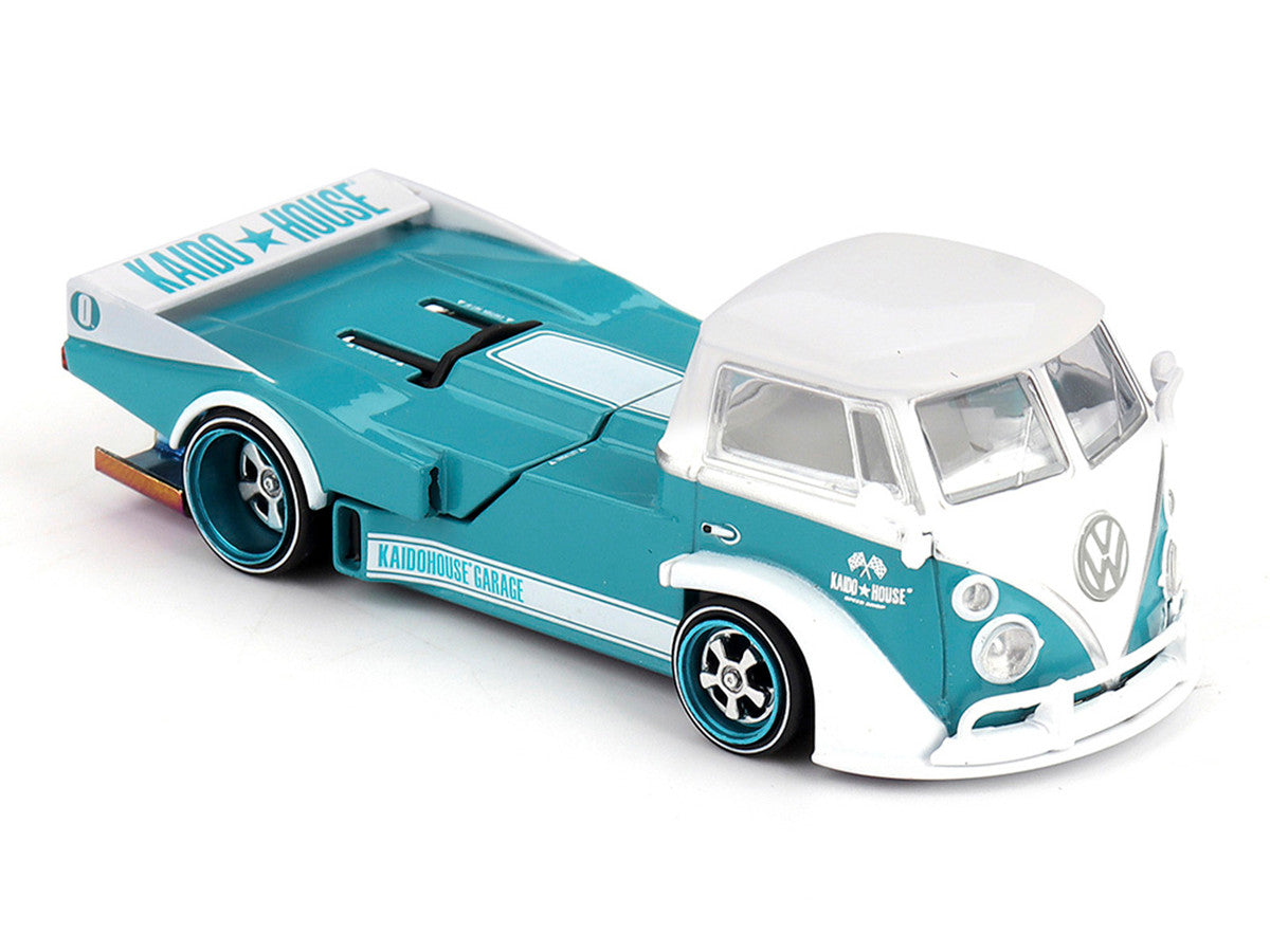 Volkswagen T1 "Kaido Works V1" Truck Turquoise with White Top and Stripes (Designed by Jun Imai) "Kaido House" Special 1/64 Diecast Model Car by Mini GT by Mini GT