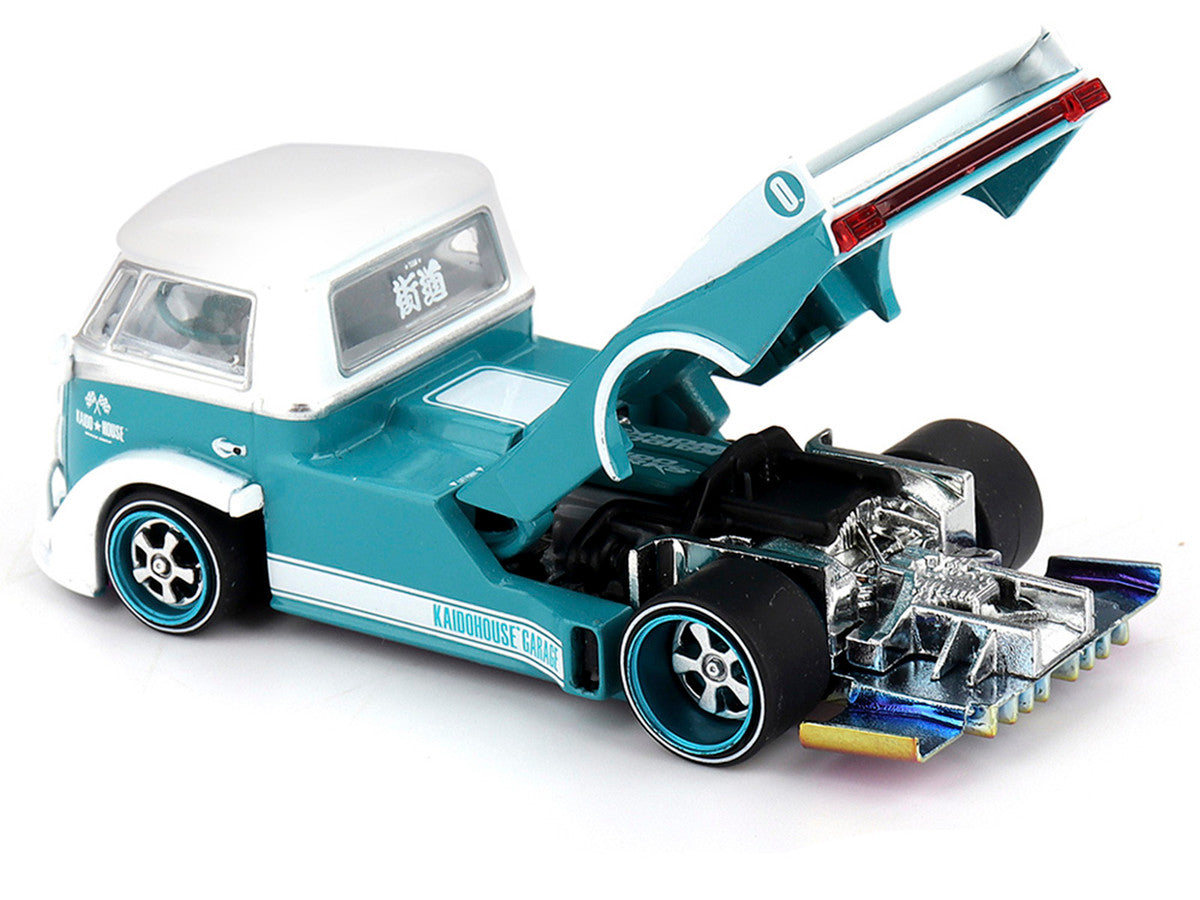 Volkswagen T1 "Kaido Works V1" Truck Turquoise with White Top and Stripes (Designed by Jun Imai) "Kaido House" Special 1/64 Diecast Model Car by Mini GT by Mini GT