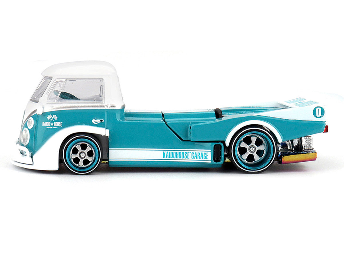 Volkswagen T1 "Kaido Works V1" Truck Turquoise with White Top and Stripes (Designed by Jun Imai) "Kaido House" Special 1/64 Diecast Model Car by Mini GT by Mini GT