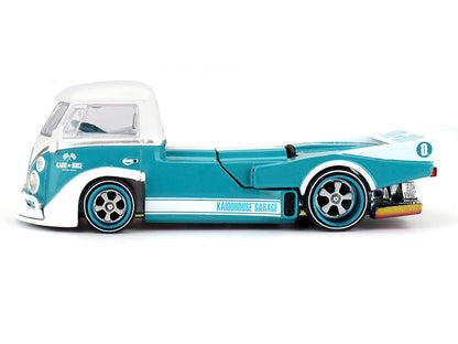 Volkswagen T1 "Kaido Works V1" Truck Turquoise with White Top and Stripes (Designed by Jun Imai) "Kaido House" Special 1/64 Diecast Model Car by Mini GT by Mini GT
