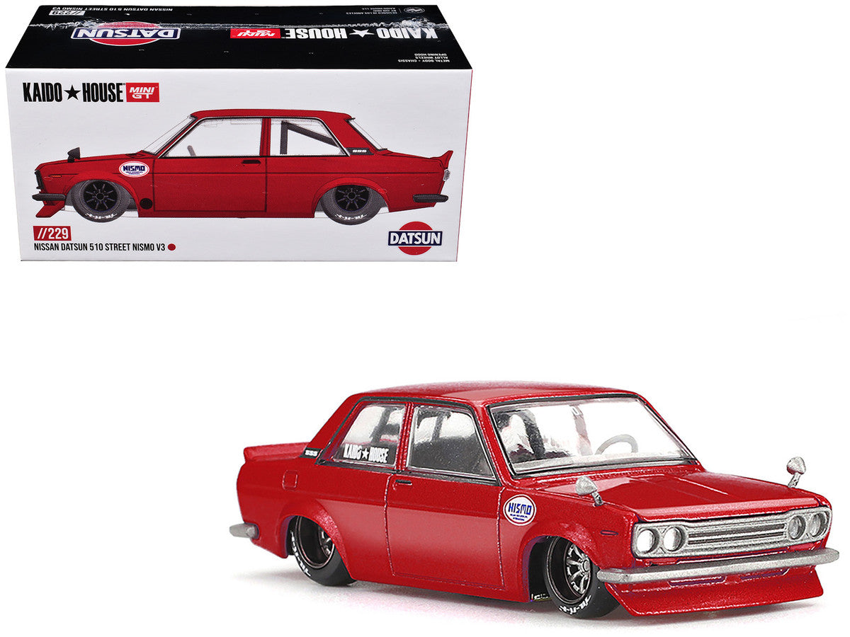Datsun 510 Street "Nismo V3" Red Metallic (Designed by Jun Imai) "Kaido House" Special 1/64 Diecast Model Car by Mini GT by Mini GT