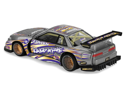 Nissan Silvia S13-R "Kaido Drift V1" RHD (Designed by Jun Imai) Gray Metallic with Graphics "Kaido House" Special 1/64 Diecast Model Car by Mini GT by Mini GT