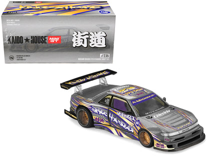 Nissan Silvia S13-R "Kaido Drift V1" RHD (Designed by Jun Imai) Gray Metallic with Graphics "Kaido House" Special 1/64 Diecast Model Car by Mini GT by Mini GT