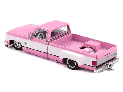 Chevrolet Silverado Dually Pickup Truck "Vintage Spec V2" Pink with White Sides (Designed by Jun Imai) "Kaido House" Special 1/64 Diecast Model Car by Mini GT-3
