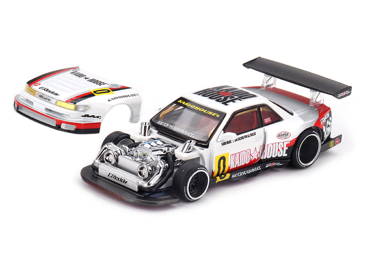 Nissan Silvia S13-R "Circuit Spec V1" RHD (Right Hand Drive) White with Graphics (Designed by Jun Imai) "Kaido House" Special 1/64 Diecast Model Car by Mini GT by Mini GT