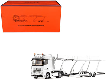 Mercedes-Benz Actros Auto Transporter White 1/64 Diecast Model by GCD by GCD