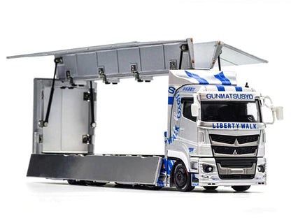 Mitsubishi Fuso Super Great Transporter RHD (Right Hand Drive) "LB-Trucks - Gunmatsusyo" Silver Metallic with Blue Graphics "Tokyo Auto Salon (TAS) 2026 Exclusive" 1/64 Diecast Model by GCD by GCD