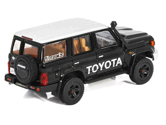 Toyota Land Cruiser (J76) Black with Silver Metallic Top 1/64 Diecast Model Car by GCD by GCD