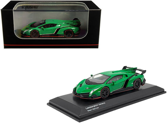 Lamborghini Veneno Green with Red Line 1/64 Diecast Model Car by Kyosho by Kyosho