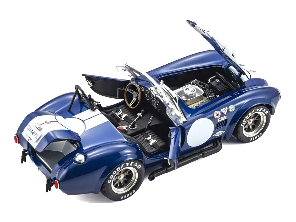 Shelby Cobra 427 S/C Blue with White Stripes and Race Graphics 1/18 Diecast Model Car by Kyosho by Kyosho