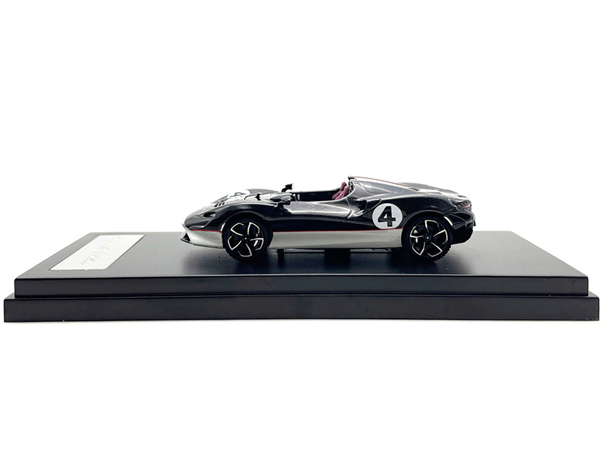 McLaren Elva Convertible #4 Carbon Black with White and Red Stripes 1/64 Diecast Model Car by LCD Models by LCD Models
