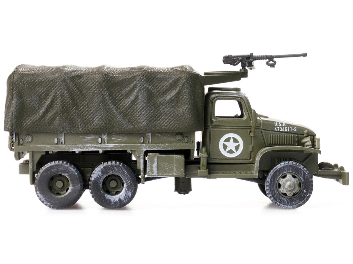 GMC CCKW 353 Truck With Mounted Gun Olive Drab "4734511-S" US Army World War II 1/72 Diecast Model by Legion by Legion