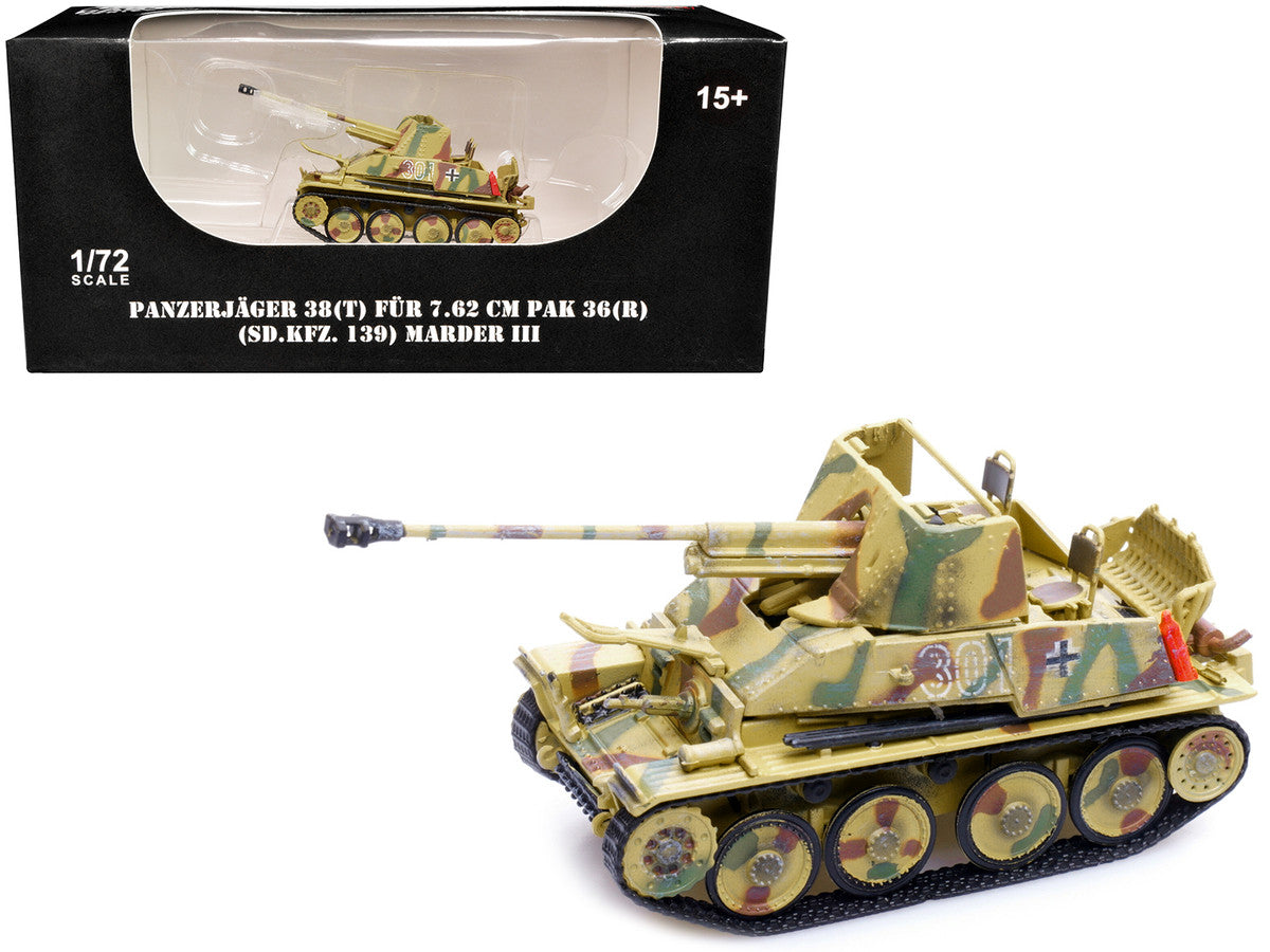 Sd.Kfz.139 Panzerjager 38(t) Fur 7.62cm PaK 36(R) Marder III Tank Destroyer #301 "Germany - World War II" 1/72 Diecast Model by Legion by Legion