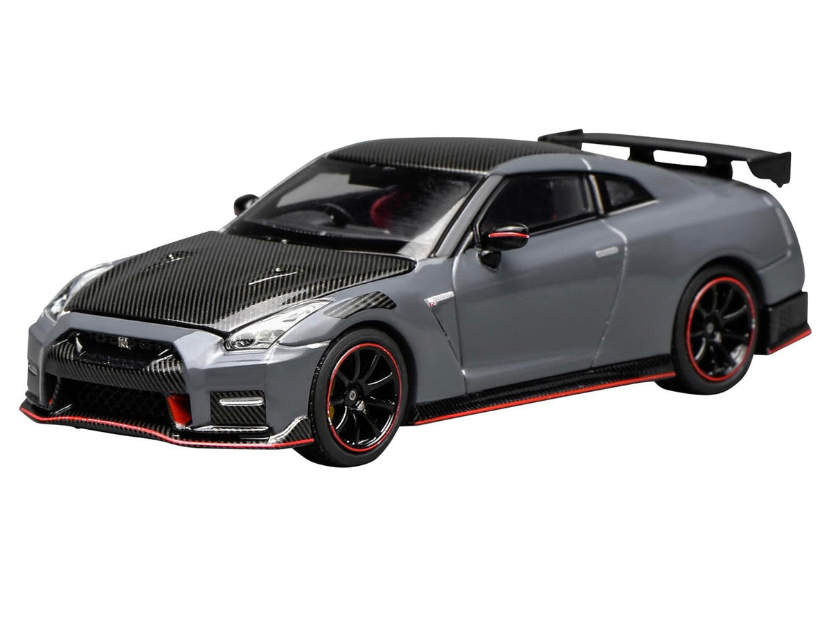 2022 Nissan GT-R Nismo (R35) RHD (Right Hand Drive) Stealth Gray with Carbon Hood and Top "Senior 64" Series 1/64 Diecast Model Car by MotorHelix by Motorhelix