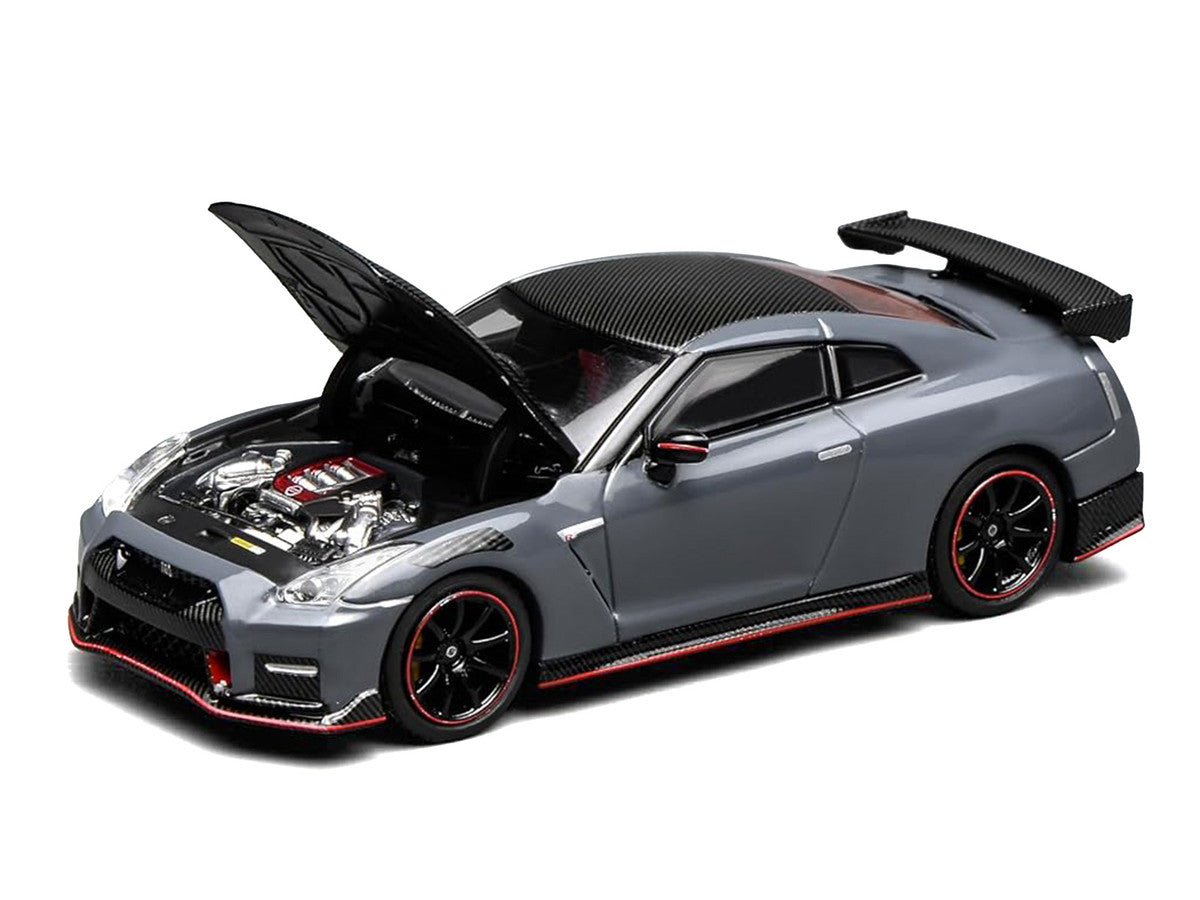 2022 Nissan GT-R Nismo (R35) RHD (Right Hand Drive) Stealth Gray with Carbon Hood and Top "Senior 64" Series 1/64 Diecast Model Car by MotorHelix by Motorhelix