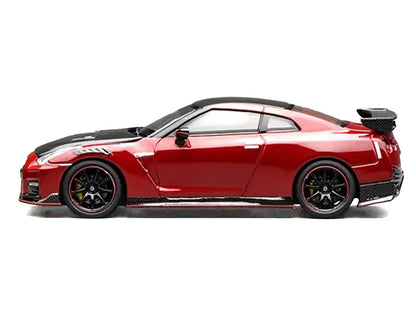 2022 Nissan GT-R Nismo (R35) RHD (Right Hand Drive) Vibrant Red with Carbon Hood and Top "Senior 64" Series 1/64 Diecast Model Car by MotorHelix by Motorhelix