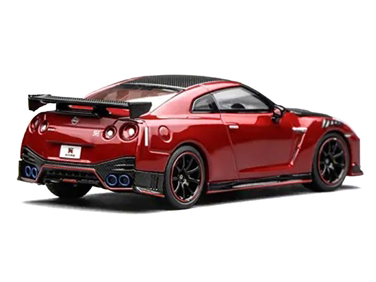2022 Nissan GT-R Nismo (R35) RHD (Right Hand Drive) Vibrant Red with Carbon Hood and Top "Senior 64" Series 1/64 Diecast Model Car by MotorHelix by Motorhelix