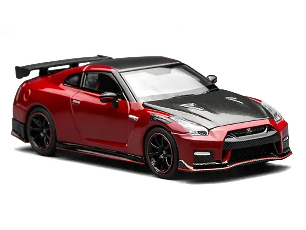 2022 Nissan GT-R Nismo (R35) RHD (Right Hand Drive) Vibrant Red with Carbon Hood and Top "Senior 64" Series 1/64 Diecast Model Car by MotorHelix by Motorhelix