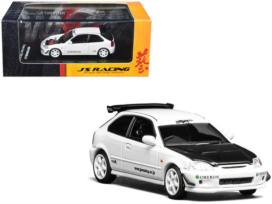 Honda Civic Type R (EK9) RHD (Right Hand Drive) "J's Racing" White 1/64 Diecast Model Car by MotorHelix by Motorhelix