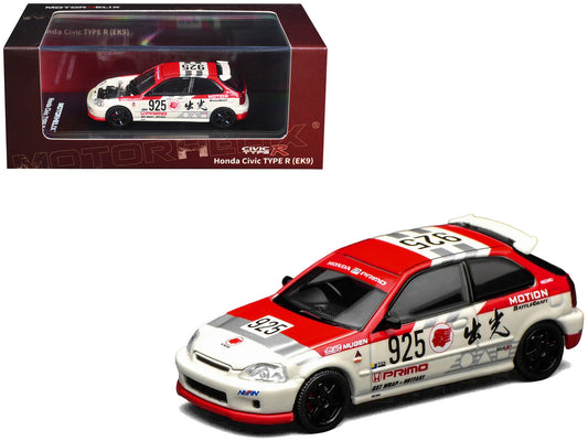 Honda Civic Type R (EK9) RHD (Right Hand Drive) #925 "Idemitsu Motion" White and Red 1/64 Diecast Model Car by MotorHelix by Motorhelix