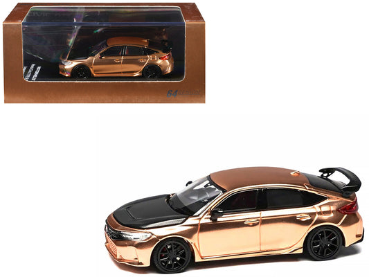 Honda Civic Type R (FL5) RHD (Right Hand Drive) Electroplating Copper Metallic with Carbon Hood "Hong Kong Toycar Salon 2025" "Senior 64" Series Limited Edition to 599 pieces Worldwide 1/64 Diecast Model Car by MotorHelix-0