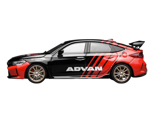 Honda Civic Type R (FL5) RHD (Right Hand Drive) "ADVAN" Black and Red 1/64 Diecast Model Car by MotorHelix by Motorhelix