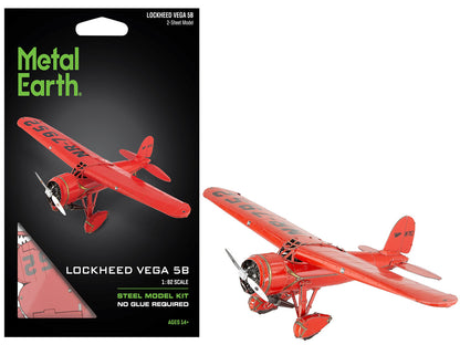 Model Kit Lockheed Vega 5B Monoplane Aircraft "Little Red Bus - Amelia Earhart" Red (Moderate Difficulty) Steel Model by Metal Earth by Metal Earth