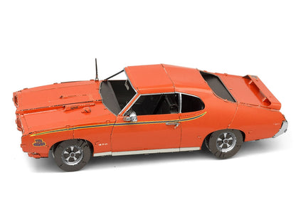 Model Kit 1969 Pontiac GTO Judge Orange with Black Stripes (Moderate Difficulty) Steel Model by Metal Earth by Metal Earth
