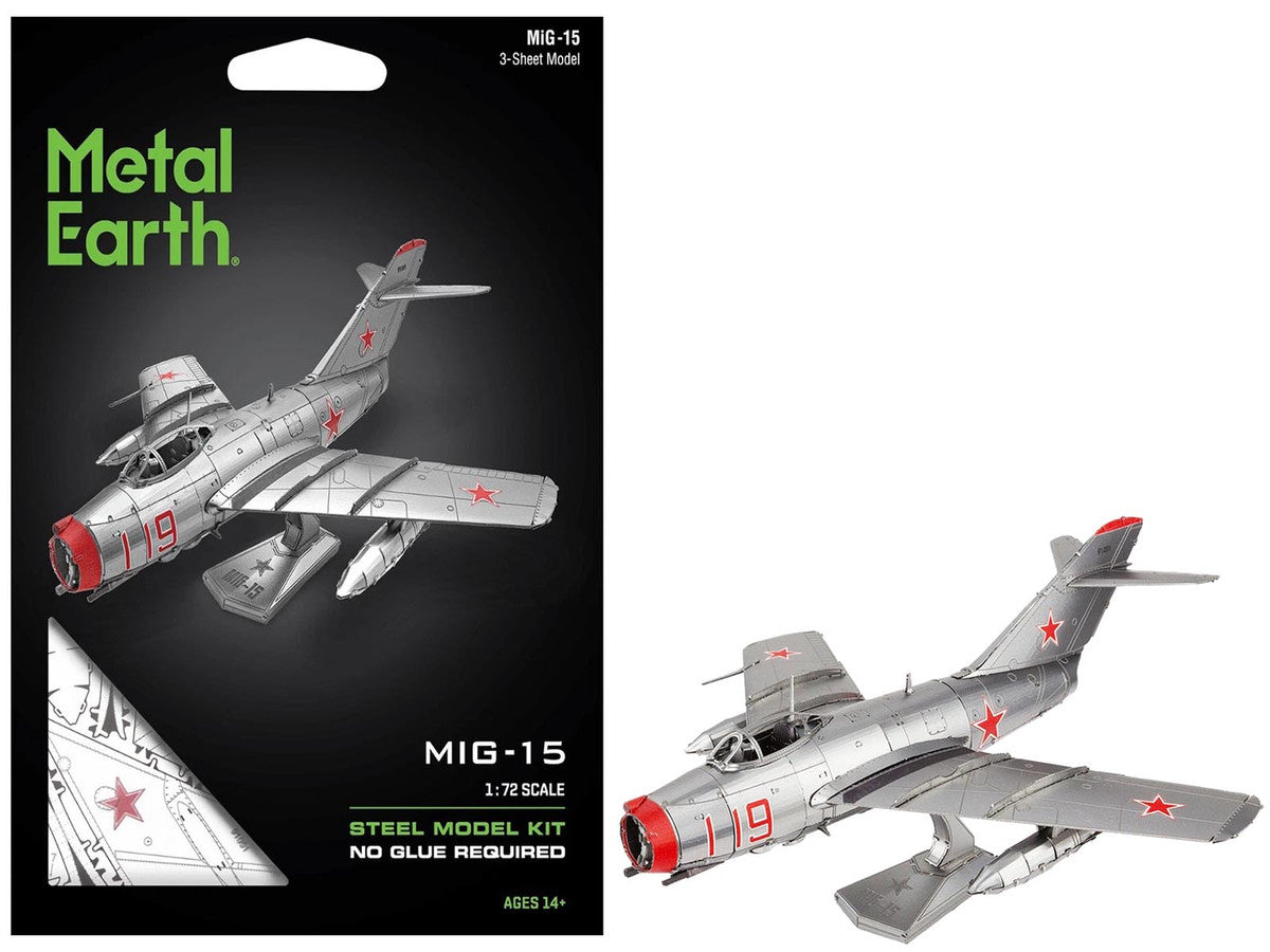 Model Kit Mikoyan-Gurevich MiG-15 Fighter Aircraft "Korean War" Soviet Air Force (Moderate Difficulty) Steel Model by Metal Earth by Metal Earth
