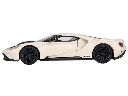 Ford GT "1964 Prototype Heritage Edition" Wimbledon White with Black Hood and Stripe Limited Edition to 2400 pieces Worldwide 1/64 Diecast Model Car by Mini GT by Mini GT