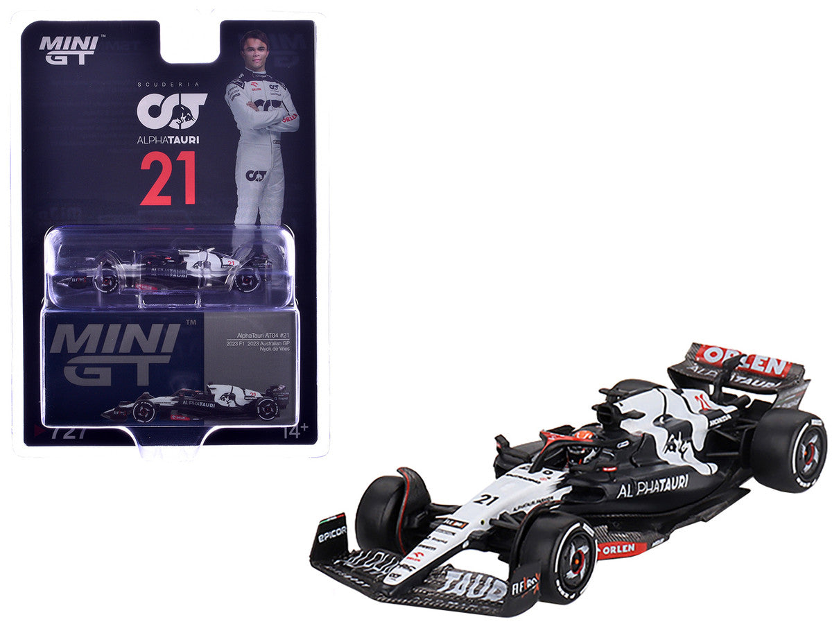 AlphaTauri AT04 #21 Nyck de Vries Formula One F1 "Australian GP" (2023) Limited Edition 1/64 Diecast Model Car by Mini GT by Mini GT