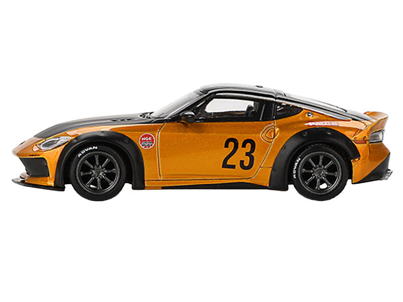 Nissan Fairlady Z #23 "LB-NATION WORKS" LB Gold Metallic with Matt Black Hood and Black Top Limited Edition 1/64 Diecast Model Car by Mini GT by Mini GT
