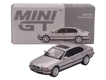 BMW 750IL Aspen Silver Metallic with Sun Roof Limited Edition 1/64 Diecast Model Car by Mini GT by Mini GT